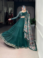 Thumbnail for Lorenvalley Fashion Green Marble Lace Touch Up Lehenga Choli with Dupatta