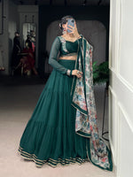 Thumbnail for Lorenvalley Fashion Green Marble Lace Touch Up Lehenga Choli with Dupatta