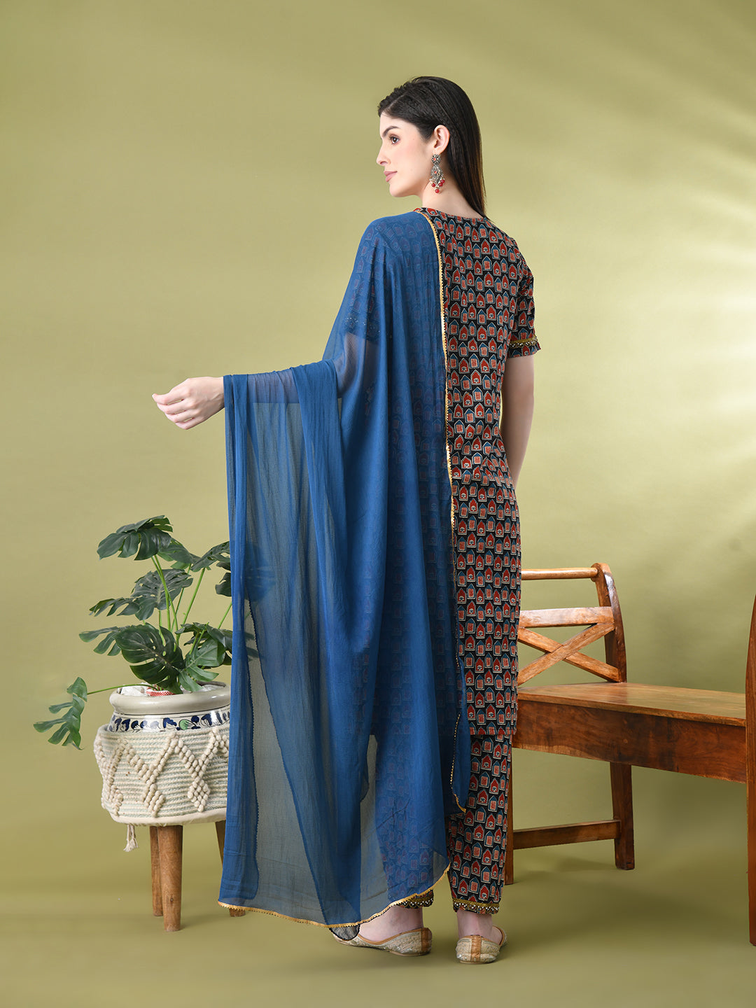 Myshka Women's Cotton Printed Kurta Set With Dupatta - Distacart