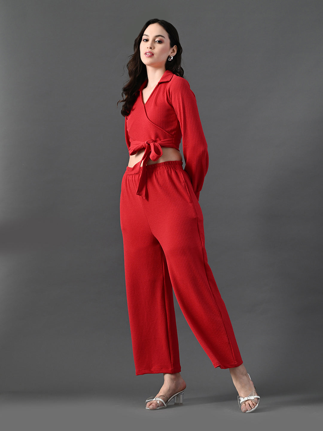 Myshka Women's Red Co-Ord Set - Distacart