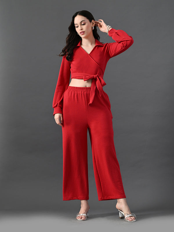 Myshka Women's Red Co-Ord Set - Distacart
