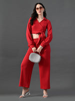Thumbnail for Myshka Women's Red Co-Ord Set - Distacart