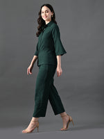 Thumbnail for Myshka Women's Green Pleated Co-Ord Set - Distacart