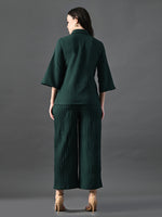 Thumbnail for Myshka Women's Green Pleated Co-Ord Set - Distacart