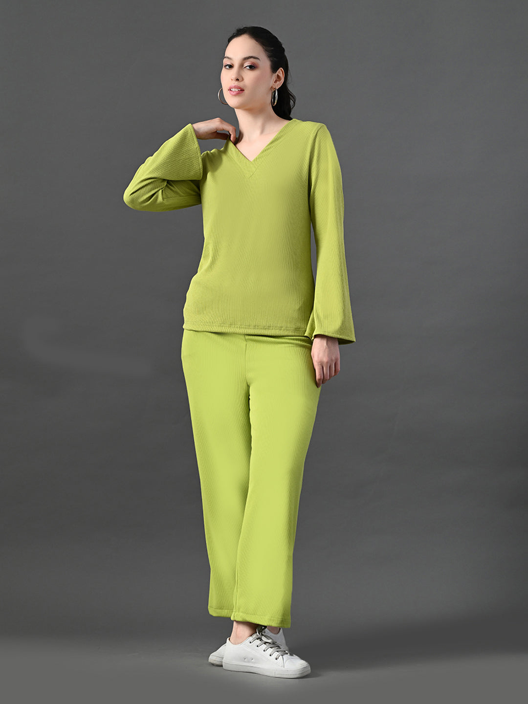 Myshka Women's Green Ribbed Cord Set - Distacart