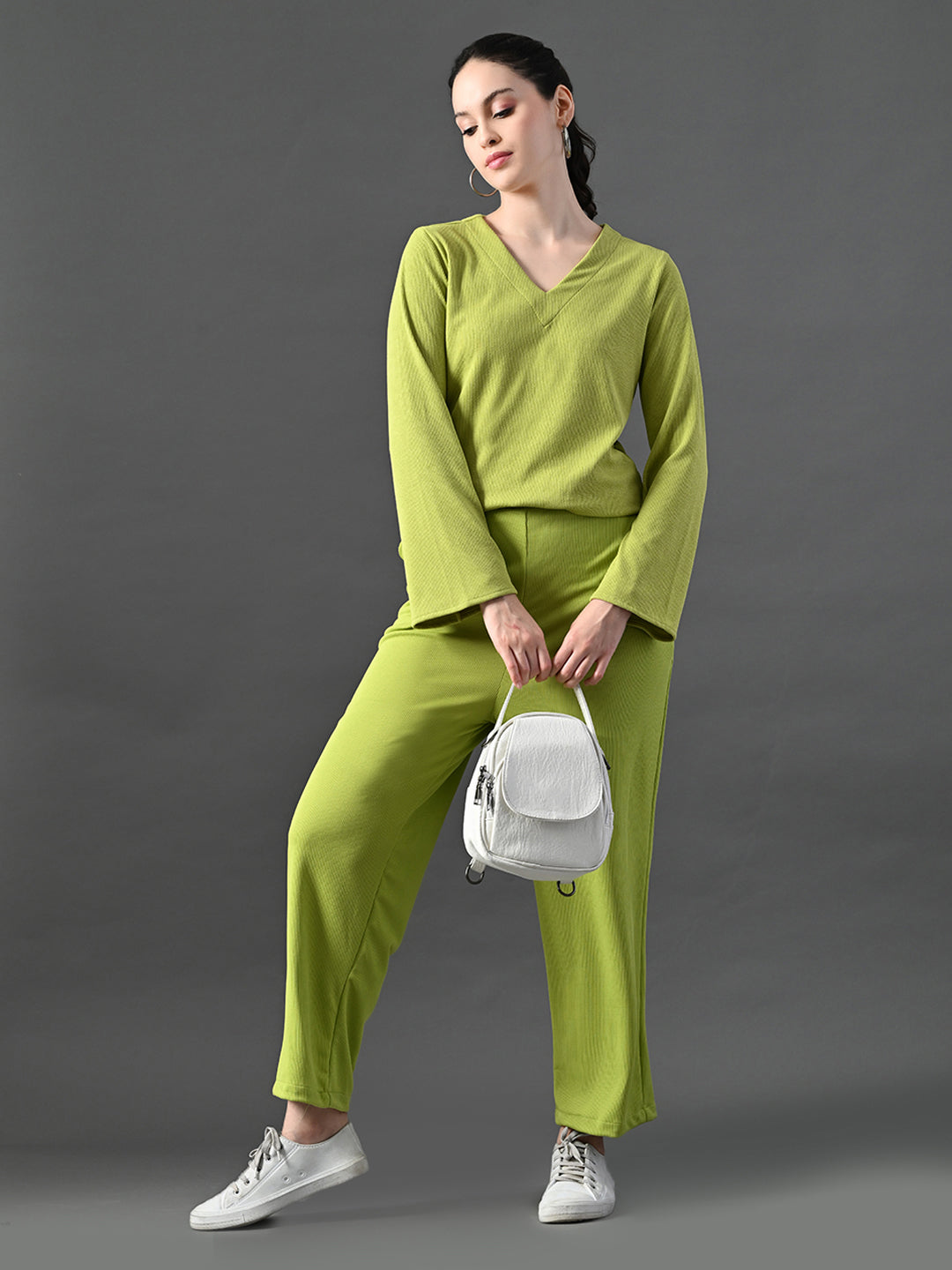 Myshka Women's Green Ribbed Cord Set - Distacart