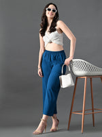 Thumbnail for Myshka Women's Blue Traight Fit Party Trouser - Distacart