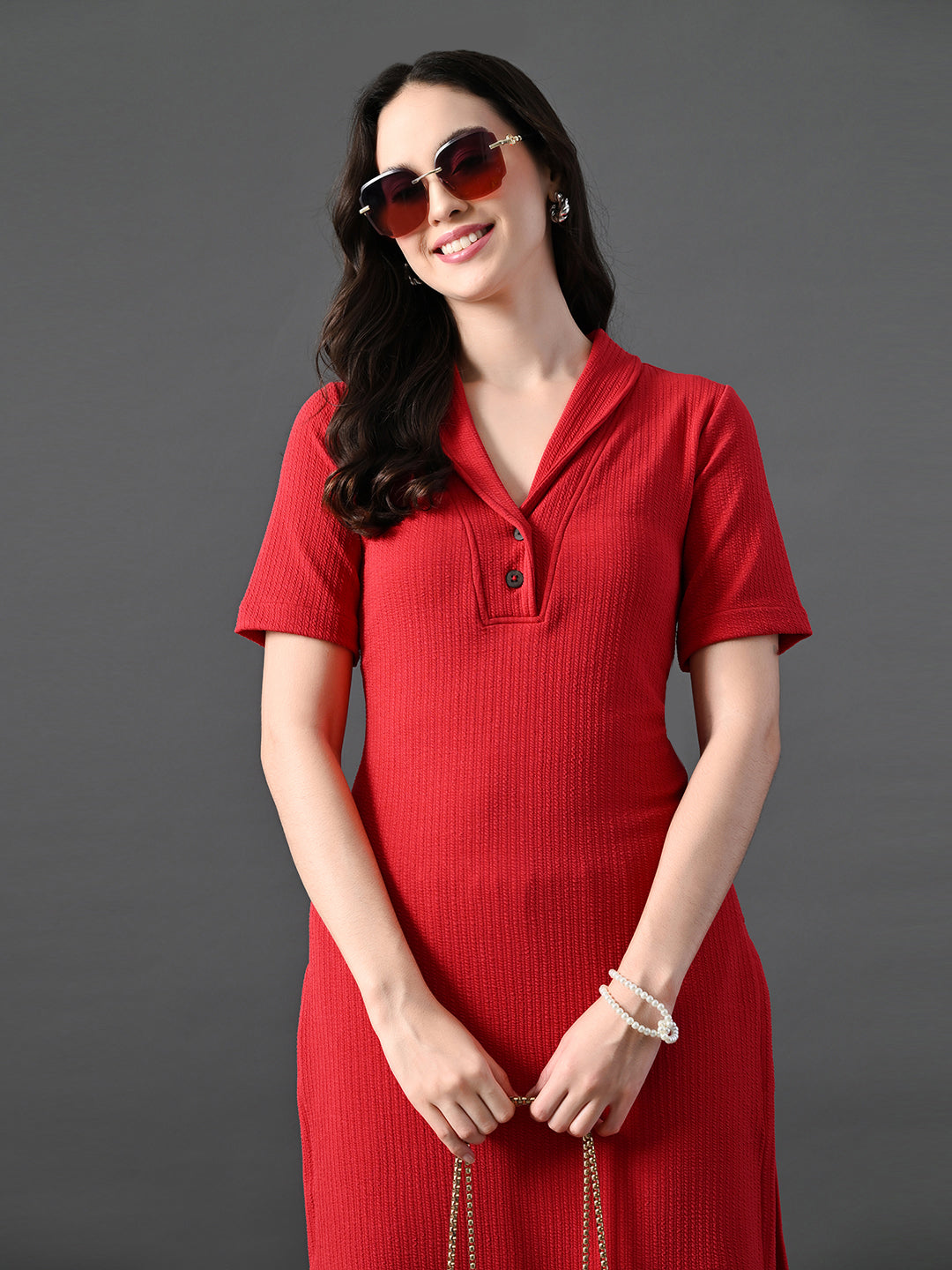 Myshka Women's Red Kurta Set - Distacart