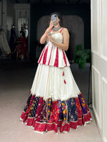 Thumbnail for Lorenvalley Fashion White Pure Rayon Multi Patch Work With Lace Touch Up Lehenga Choli