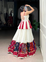 Thumbnail for Lorenvalley Fashion White Pure Rayon Multi Patch Work With Lace Touch Up Lehenga Choli