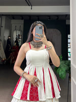 Thumbnail for Lorenvalley Fashion White Pure Rayon Multi Patch Work With Lace Touch Up Lehenga Choli