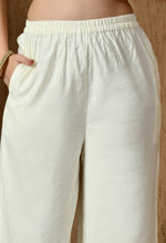 Thumbnail for Myshka White Silk Blend Straight Round Neck Long Sleeves Kurta Trousers With Dupatta - Distacart