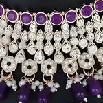 Thumbnail for Jewel City Royal Purple Kundan & Pearl Bridal Jewelry Set-Luxury Choker Necklace Earrings & Maang Tikka-Ethnic Wedding & Party Wear