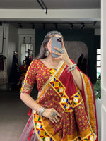 Thumbnail for Lorenvalley Fashion Tasar Silk Kashmiri Print With Foil Print And Original Mirror Gamthi work Lehenga Choli with Dupatta