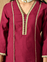 Thumbnail for Myshka Kids Girls Calf length Embellished Kurta Set Magenta Color - Distacart