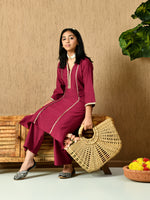 Thumbnail for Myshka Kids Girls Calf length Embellished Kurta Set Magenta Color - Distacart