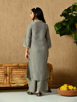 Thumbnail for Myshka Kids Girls Calf length Embellished Kurta Set Grey Color - Distacart