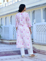 Thumbnail for Vaasva Women's Cream Purple Linen Digital Printed Suit Set - Distacart