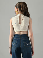 Thumbnail for Myshka Women Off White Multicolor Thread Embroidered Saree Blouse