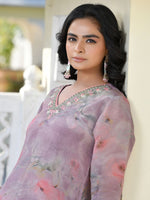 Thumbnail for Vaasva Women's Lavender Viscose Tissue Digital Printed Suit Set - Distacart