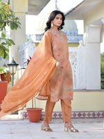 Thumbnail for Vaasva Women's Rust Viscose Tissue Digital Printed Suit Set - Distacart