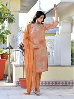 Thumbnail for Vaasva Women's Rust Viscose Tissue Digital Printed Suit Set - Distacart