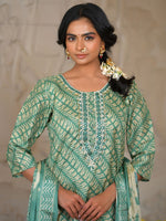 Thumbnail for Vaasva Women's Dark Green Green Silk Digital Printed Suit Set - Distacart