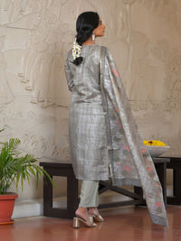 Thumbnail for Vaasva Women's Charcoal Grey Silk Digital Printed Suit Set