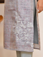 Thumbnail for Vaasva Women's Shadow Grey Tissue Shimmer Digital Printed Suit Set - Distacart