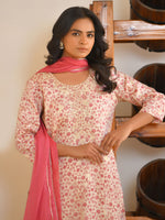 Thumbnail for Vaasva Women's Classic Cream Cotton Foil Printedembroidered Suit Set - Distacart