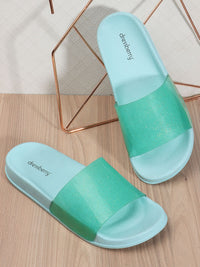 Thumbnail for DressBerry Women Green Embellished Sliders