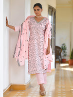 Thumbnail for Vaasva Women's Cotton Solid Candy Embroidered Suit Set - Distacart