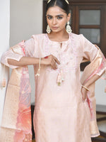 Thumbnail for Vaasva Women's Apricot Chanderi Sharara Set - Distacart