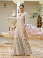 Thumbnail for Vaasva Women's Khakhee Chanderi Sharara Set - Distacart