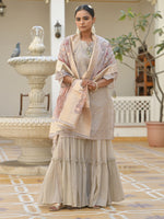 Thumbnail for Vaasva Women's Khakhee Chanderi Sharara Set - Distacart