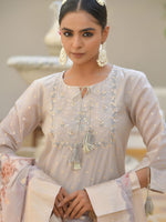 Thumbnail for Vaasva Women's Khakhee Chanderi Sharara Set - Distacart