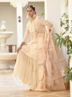 Thumbnail for Vaasva Women's Peach Chanderi Sharara Set - Distacart