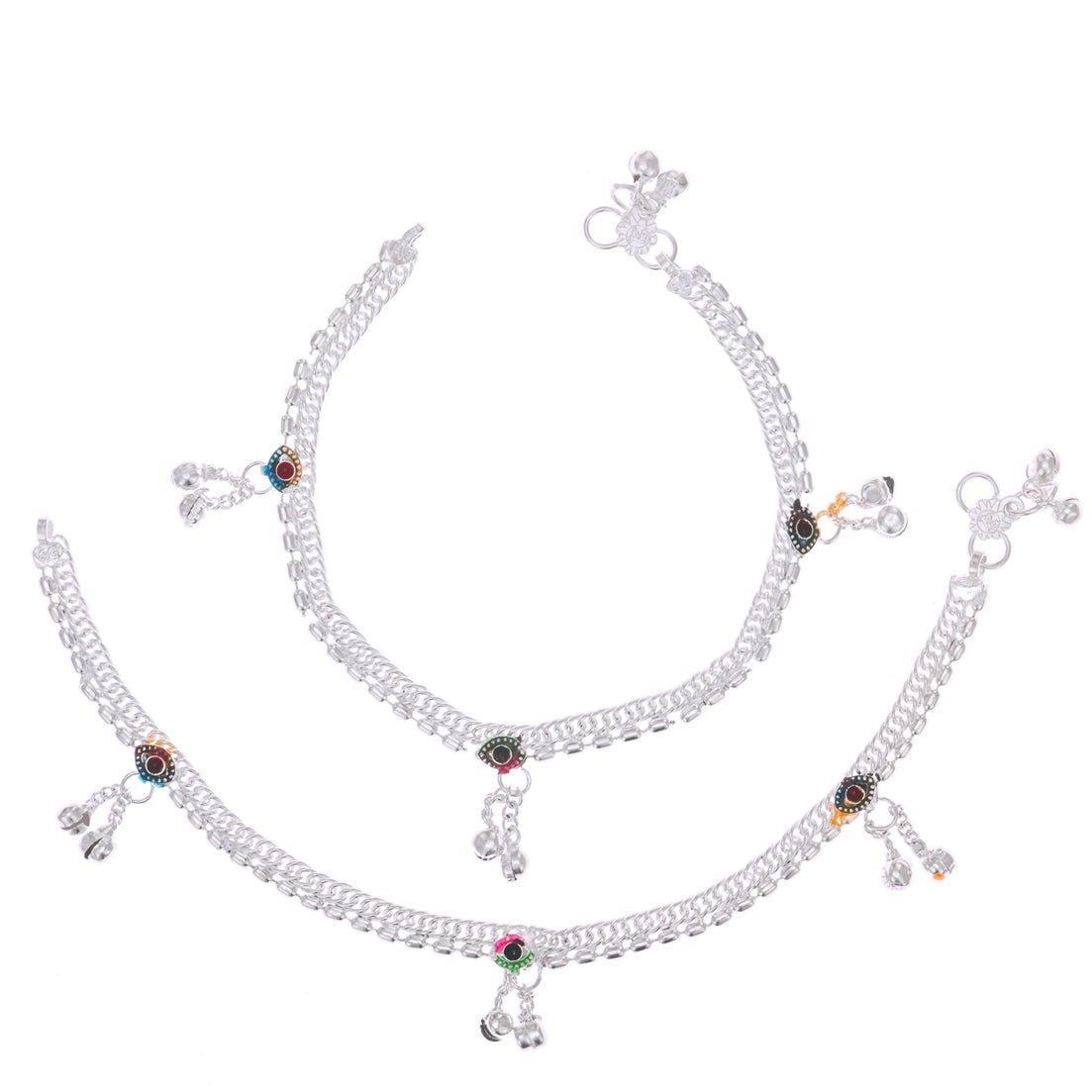 AanyaCentric Silver Plated Traditional Anklets Payal - Classic and Stylish for Women and Girls - Distacart