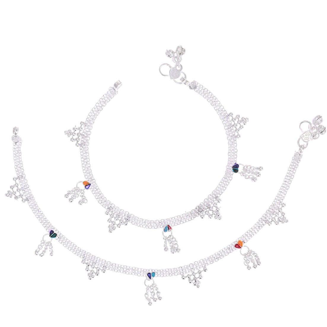 AanyaCentric Silver Plated Traditional Anklets Payal - Classic and Stylish for Women and Girls - Distacart