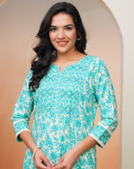 Thumbnail for Vaasva Women Aqua Marine Cotton Kurta With Cotton Pant & Dupatta