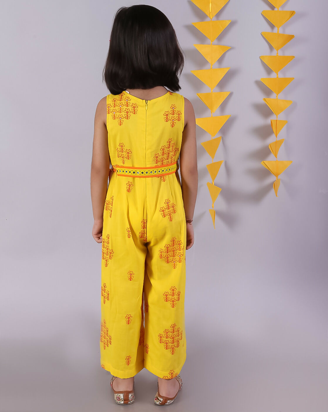 Lil Drama Marigold Magic Girls Yellow Embroidered Jumpsuit - Distacart