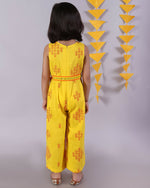 Thumbnail for Lil Drama Marigold Magic Girls Yellow Embroidered Jumpsuit - Distacart