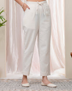 Thumbnail for Vaasva Women Natural Cotton Flax Solid Straight Pants