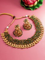 Thumbnail for Aadita Gold-Plated Green Pearls Beaded Choker Jewellery Set - Distacart