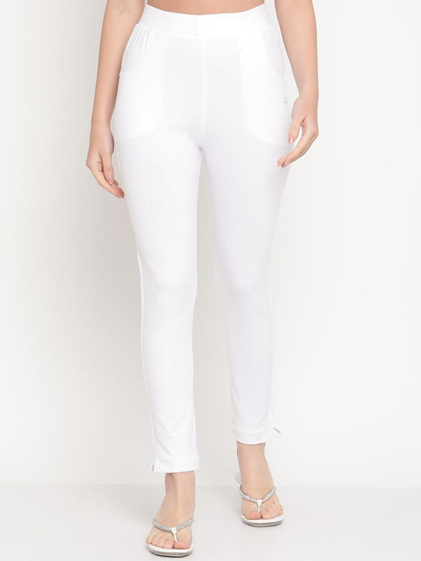 TAG 7 Women Yellow & White Pack of 2 Straight Fit Ankle-Length Leggings - Distacart