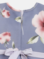 Thumbnail for Ahalyaa Light Blue Digital Print Floral Kids Dress For Girls - Distacart