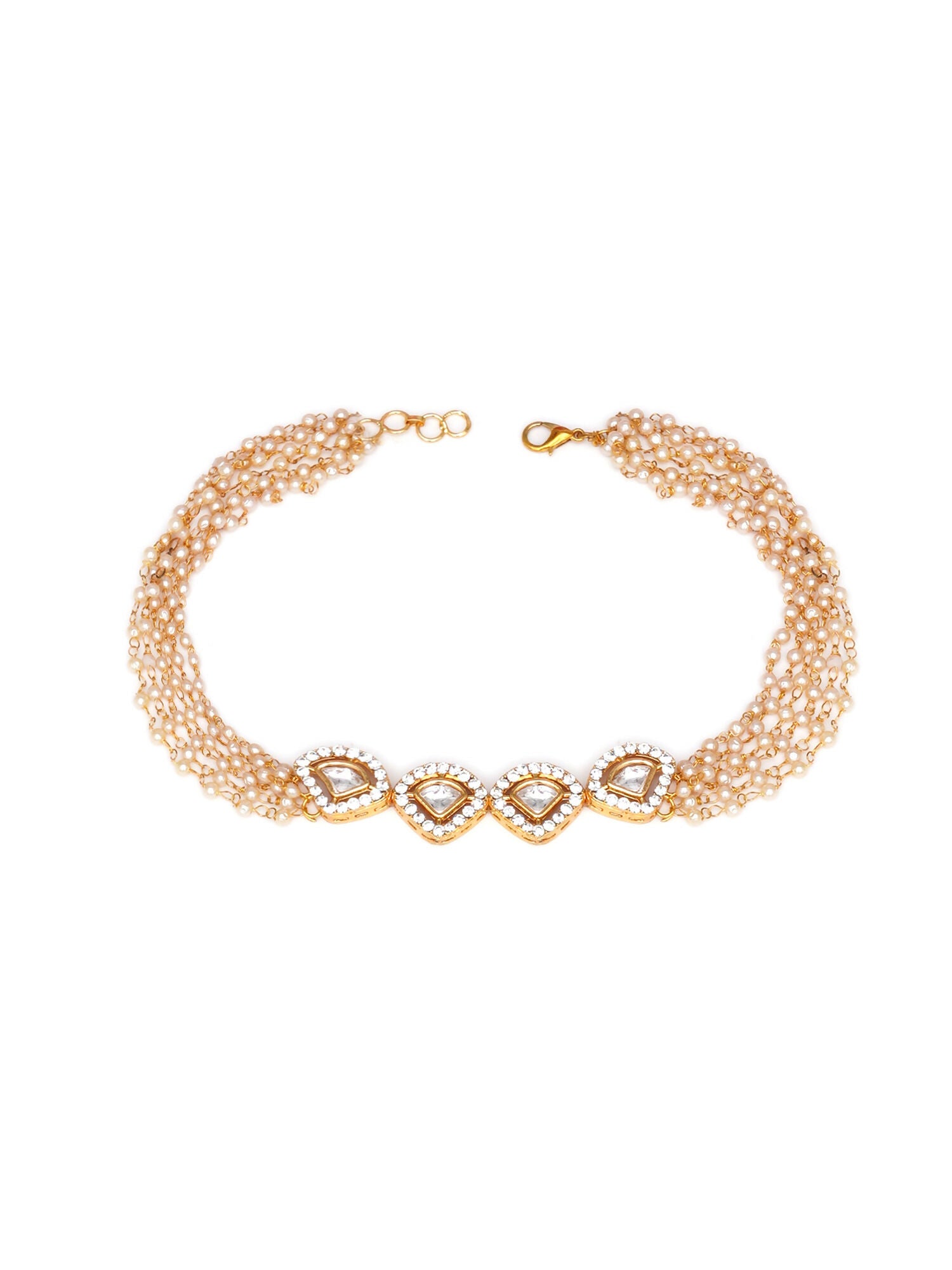 Kundan & Pearl Neckpiece (Gold) - Ruby Raang - Distacart