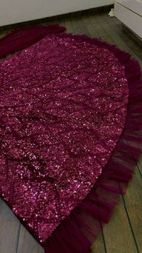 Thumbnail for Jyoti Fashion Women's Wine Velvet Thread with Sequins & Ruffle Border Work Designer Lehenga Choli Set