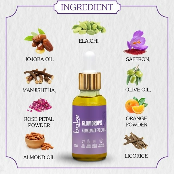 Bake Kumkumadi Face Oil For Brightening & Glowing Skin - Distacart