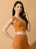 Thumbnail for Myshka Women's Mustard Solid Party Top - Distacart